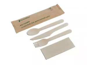 Wooden Cutlery Sets - 4 In 1 Pack - Knife / Fork / Spoon / Napkin x 250