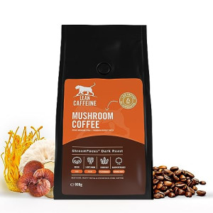 Lean Caffeine Mushroom Coffee Ground 412g Mushroom Extract Lions Mane, Reishi Mushroom, Cordyceps & Agaricus Blazei Shroom Blend 