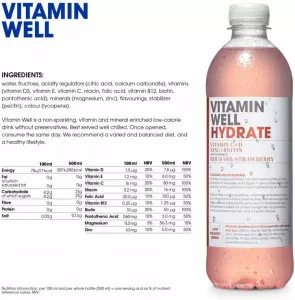 Vitamin Well - HYDRATE - Rhubarb & Strawberry Functional Vitamin Water x 12 x 500ml (small image 3)