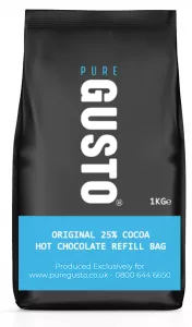 GUSTO Original 25% Vegan Hot Chocolate Bags 1 KG (small image 1)