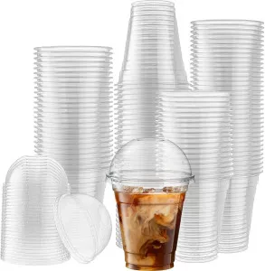 PET Recyclable Clear Plastic Smoothie Cups & Lids (small image 2)