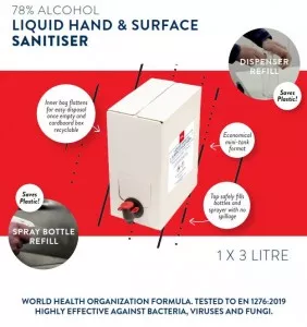 Hand & Surface Sanitiser - 3 Litre Box With Tap (small image 2)