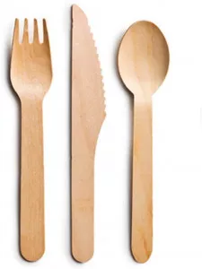 Wooden Cutlery Sets - 4 In 1 Pack - Knife / Fork / Spoon / Napkin x 100 (small image 2)