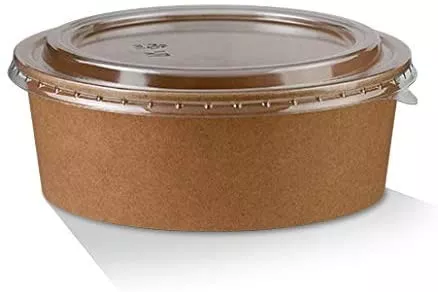 Round Kraft Paper Food Bowls & Lids x 300