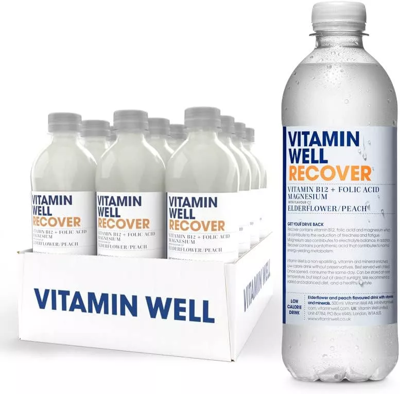 Vitamin Well - RECOVER - Elderflower & Peach Functional Vitamin Water x 12 x 500ml