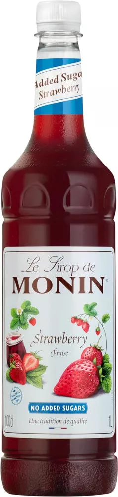 MONIN No Added Sugar Strawberry Syrup - 1 Litre