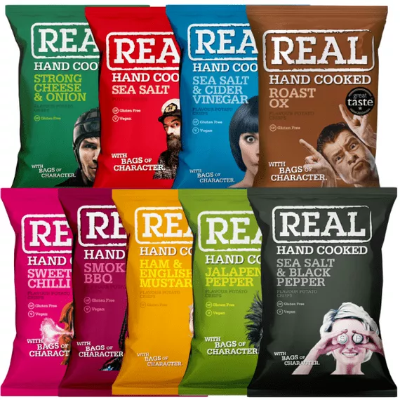 REAL Handcooked Premium Crisps - 24 x 35g